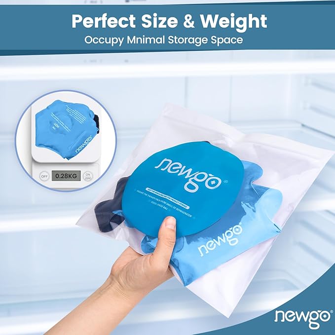 NEWGO Ankle Ice Pack Wrap for Sprained Relief, Ice Pack for Ankle Inuries Reusable, Cold Therapy for Ankles Swelling, Post Surgery Recovery - Light Blue