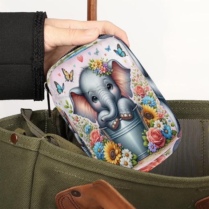 Flower Animal Elephant Travel Pill Organizer Box Weekly Portable Pill Case Daily Pills 7 Day Small Birth Control Pills Container Removable Compartments for Medicine Vitamins Fish Oil