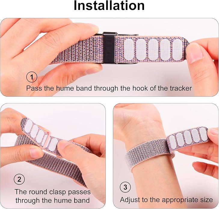 Nylon Loop Sport Replacement Strap Compatible with Hume Band,Adjustable Soft Bands for Women Men,Breathable Wristband for Fitness Tracker