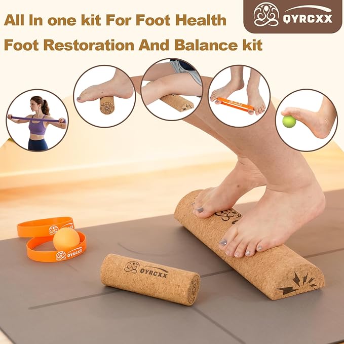 14in Extra Long Cork Balance Board - Foot Balance Cork, Foot Strengthener & Balance Kit for Plantar Fasciitis Recovery - Enhance Ankle Strength & Stability, Supports 440+ Lbs ﻿