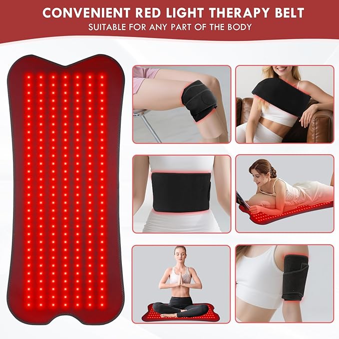 Red Light Mat for Body, 31.5" x 14" Large Red Light Pad,210LEDs 660nm&850nm Red & Near Infrared Light 5 Brightness and 5 Time Settings for Legs, Back, Waist, Shoulders Neck Black