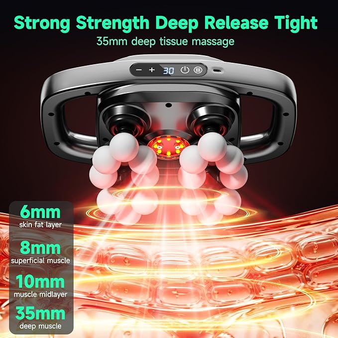 16-Head Massage Gun, 3 Modes & 30 Levels, Electric Massage Tool for Shoulder, Waist, Legs, Back Massager for Pain Relief Deep Tissue, Quiet & Powerful Full Body Massager, Ideal Gift for Men & Women