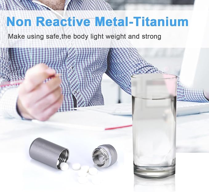SHD Pill Holder Keychain,Titanium Waterproof Mini Pill Case Container,Portable Small Pill Box for Outdoor Travel Camping