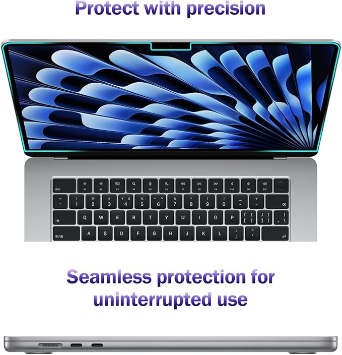 F FORITO 2-Pack Anti Blue Light Matte Screen Protector Compatible with MacBook Air 13.6/13 inch (2026-2022, M5, M4, M3, M2), Eye Protection Blue Light Blocking & Anti Glare Laptop Screen Protector