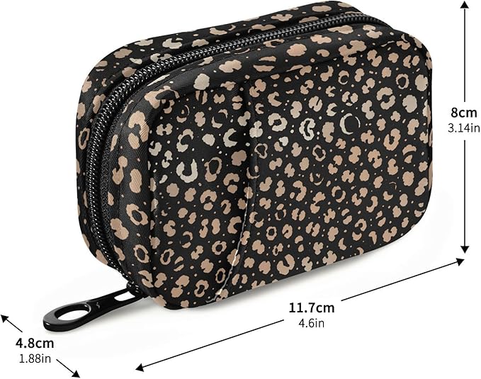 ALAZA Leopard Spot on Black Pill Case 7 Day Weekly Medicine Organizer Travel Portable Compact Pill Box Holding Vitamins Supplements Fish Oil