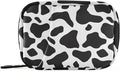 Black Cow Print Pill Organizer Case Simple Animals Skin 7 Day Travel Pill Box with Zipper Portable Weekly Vitamin Medicine Supplement Holder Pouch Bag