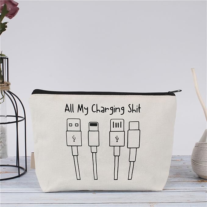 All My Charging shit bag,Fun and versatile bag with charger graphics, teenage boy gift, birthday gifts, travel accessories (Style E)