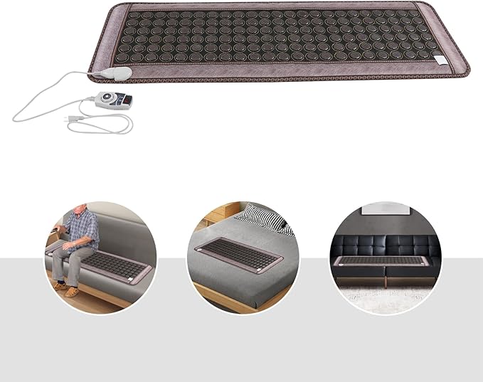 20 x 59 Inch Infrared Heating Pads for Full Back, 138 Pieces Natural Jade Electric Heating Pad for Back Neck Shoulder Fast Pain Relief (Pink)
