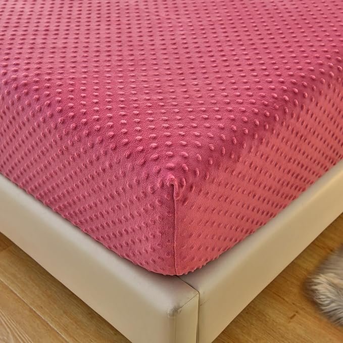 ZIQINPSQ Coral Velvet Fitted Sheet-Thickened Cold-Resistant and Warm Bed Sheets-Soft Velvet Fleece Fitted Sheets with-Elastic All Around. (PaleVioletRed, California King)