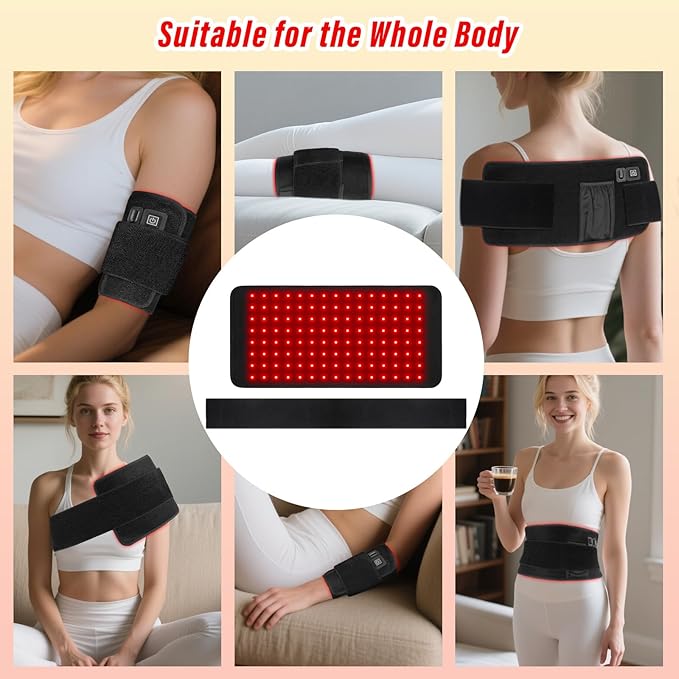 Red Light Therapy for Body, 660nm 850nm 16" 3 in 1 LED Infrared Redlight Therapy Belt Wrap Pad for Neck Shoulder Back Knee Muscle