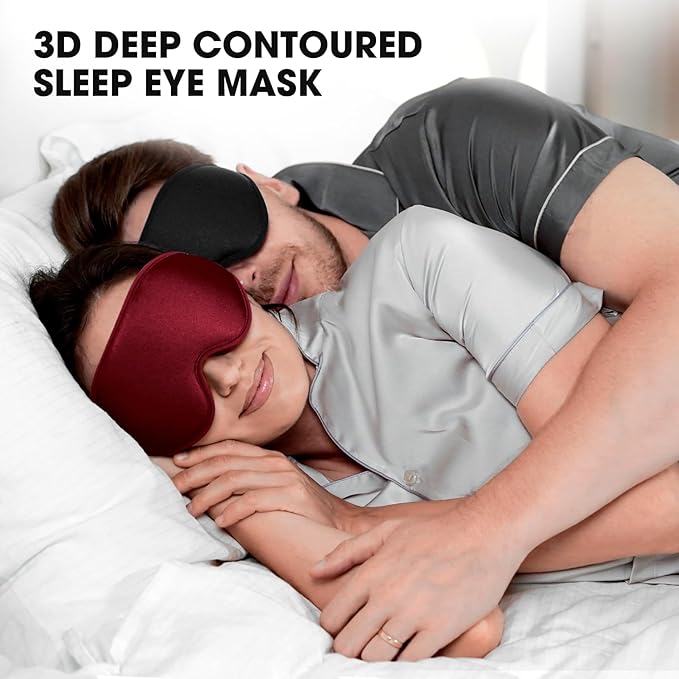 Sleep Mask | 99% Fully Block Out Light Eye Sleep Mask | Long Lash Extension | 3D Deep Contoured Eyes Cover Zero Pressure | Adjustable Straps | Sleep Travel Home Nap Rest Women Men (Red)