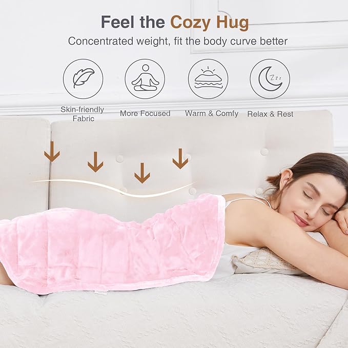 Alomidds Weighted Blanket 7lbs for Adults, Cozy Breathable Weighted Lap Blanket, Small Weighted Blanket Travel, Weighted Lap Pad for Couch, Sofa, Pink, 29" x 24"