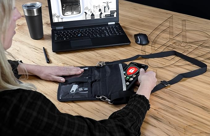Xtreme Sight Line ~ Faraday Bag for Phones and Other Small Electronics (11" x 9") ~ Data Security for Executive Travel ~ Shoulder Strap Included ~ Tracking/Hacking Defense