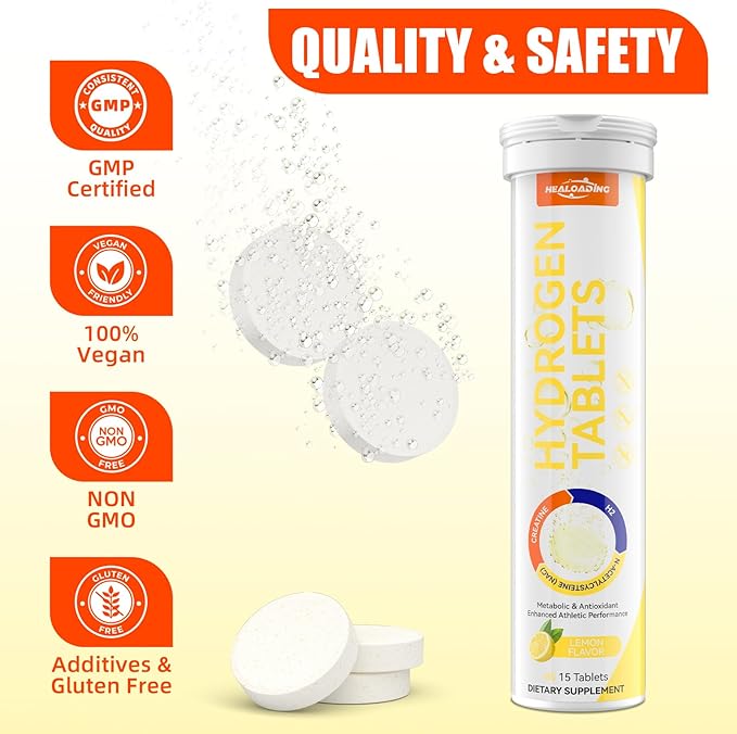 Hydrogen Water Tablets with Magnesium: 12.4PPM Molecular Hydrogen Supplement for Adult High Concentration H2 Tablets - Supports Energy, Hydration & Antioxidant Defense