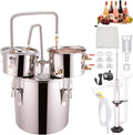 Shine Still 8 GAL 3 Pots Distillery Kit Stainless Steel Copper Tube Complete with Thumper Water Pump Metal Thermometer Airlock Brew Bag Proof Parrot Alcoholmeter Test Kit for Whiskey, Brandy etc.
