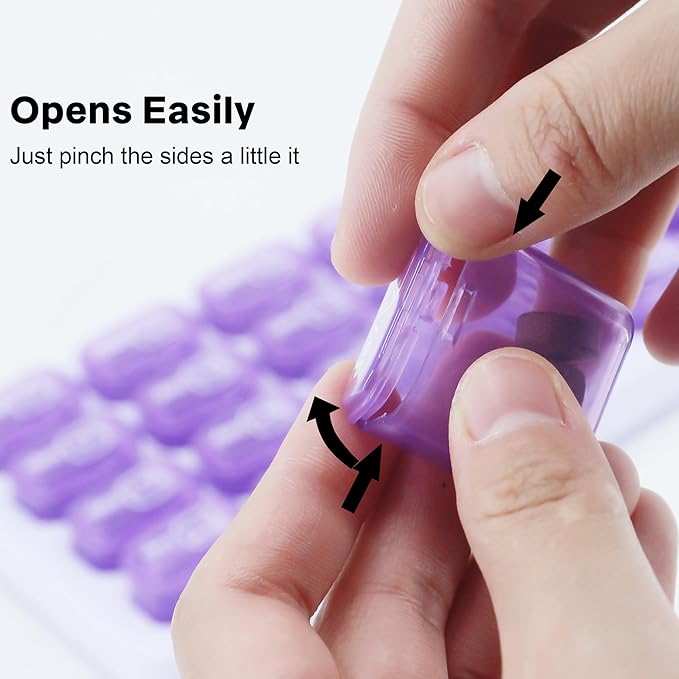 Monthly 31 compartments Pill Organizer Day Pill Organizer for Medicine Vitamin Holder Container (Purple)