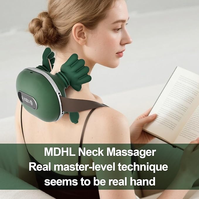 Shoulder and Neck Massager, Bionic Heated Massager, Portable Neck and Back Massager with Fingers, 4D Kneading Massager, Simulates a Real Palm for Pain Relief and Muscle Relax