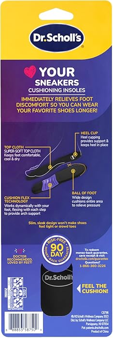 Dr. Scholl's Love Your Flats & Sandals 3/4 Length Insoles, All-Day Comfort, Relieve & Prevent Shoe Discomfort, Absorbs Shock, Arch Support