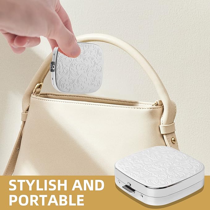 Portable Mini Metal Travel Medicine Box/3 Compartments (Square Silver)