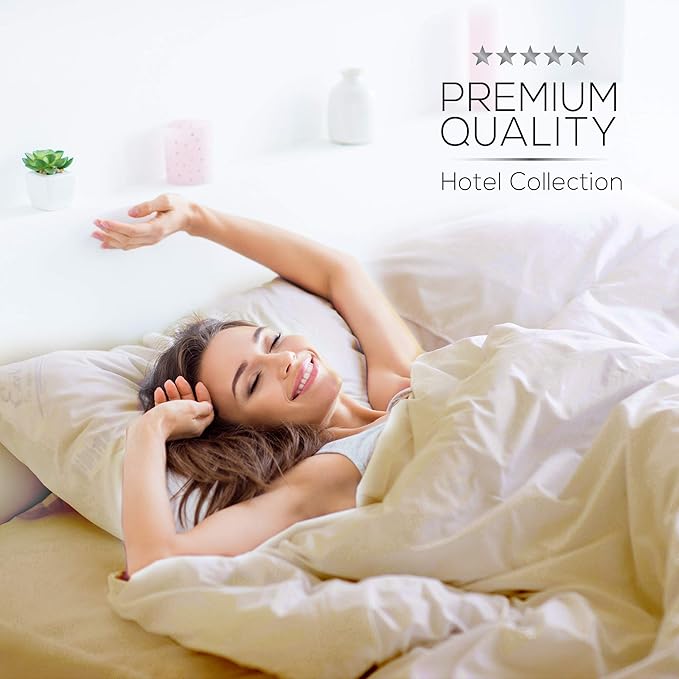 Mueller Ultratemp King Size Sheets Set, Super Soft 1800, 6 Piece, Deep Pocket up to 16" Cooling Sheets King Size, Transfers Heat, Breathes Better, Hypoallergenic, Wrinkle, Cream