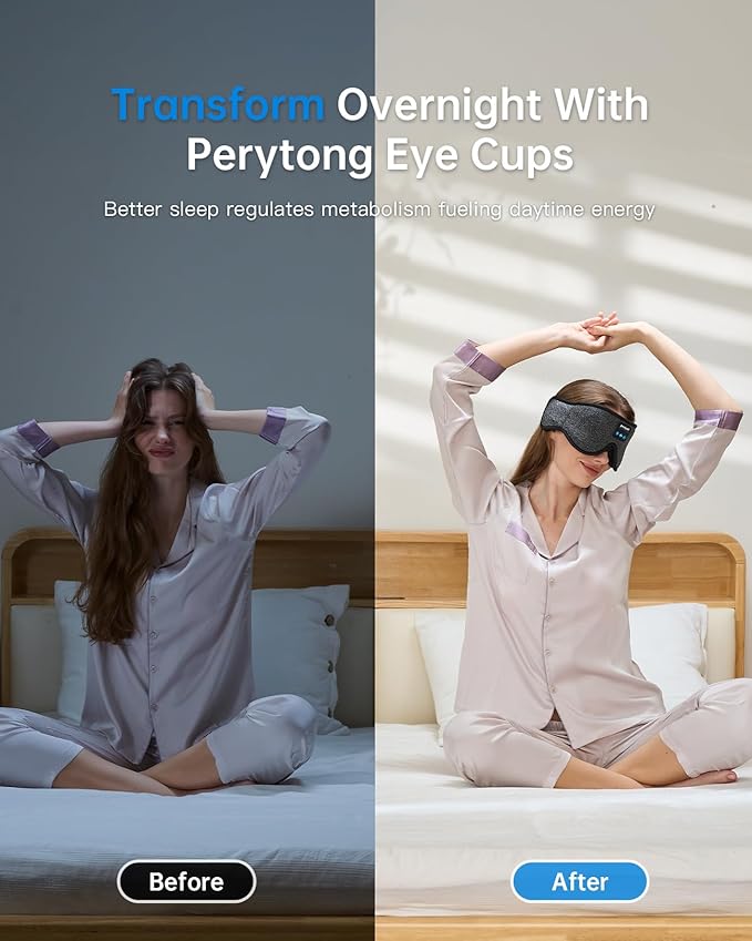 Sleep Mask with Bluetooth 5.4 Headphones, 3D Contoured Sleep Eye Mask with Ultra-Thin HD Stereo Speakers for Side Sleepers, Long-Lasting Battery Life & Blackout for Men Women Deeper Sleep