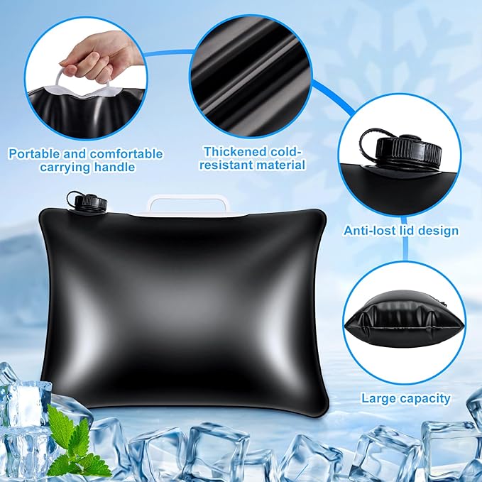 4 Pack(24L) Large Refillable Ice Bath Bags Water Chiller,Bathtub Freezer Water Bags,Portable Cold Plunge Ice Bags Tub Accessories,Anti-Breakage Ice Block/Cube Molds for Cold Plunge