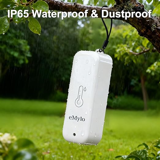 eMylo WiFi Thermometer Hygrometer 4 Pack, IP65 Indoor Smart Temperature Humidity Monitor with 3 Outdoor Wireless Sensors Kit, APP Notification Alert, Free Data Storage Export, 492ft Monitoring Range