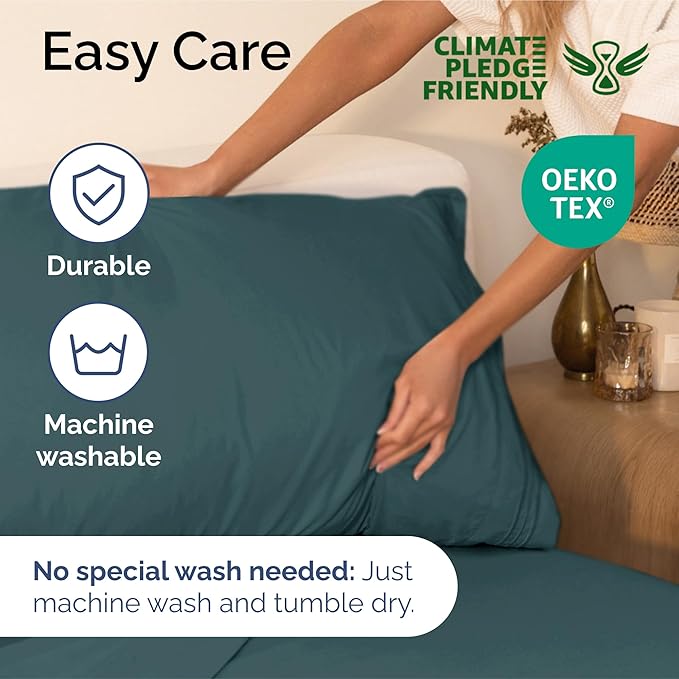 Split King Size 5 Piece Sheet Set - Extra Soft, Breathable & Cooling - Hotel Luxury Durable Bed Sheets - Deep Pockets, Easy-Fit & Wrinkle-Free - Deep Teal Oeko-Tex