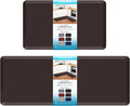 HappyTrends 2 PCS Kitchen Mat Cushioned Anti-Fatigue Floor Mat, Heavy Duty Ergonomic Comfort Foam Standing Mat,20"x30"+20"x47",Chocolate