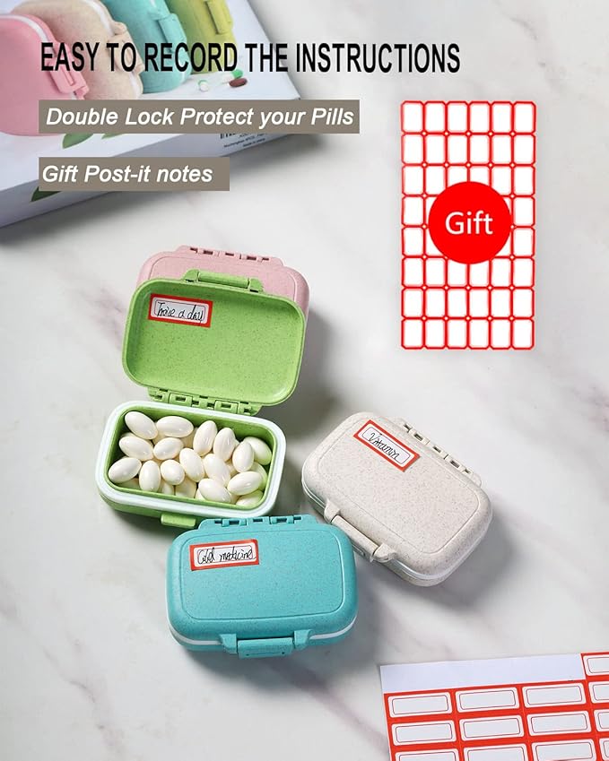 4 PC Pill Case 3 Removable Compartments Pill Box BPA-Free,Day Pill Organizer/3 Times a Day/AM-PM Travel Pill Organizer for Pocket or Purse Storage Vitamin, Fish Oil or Medicine