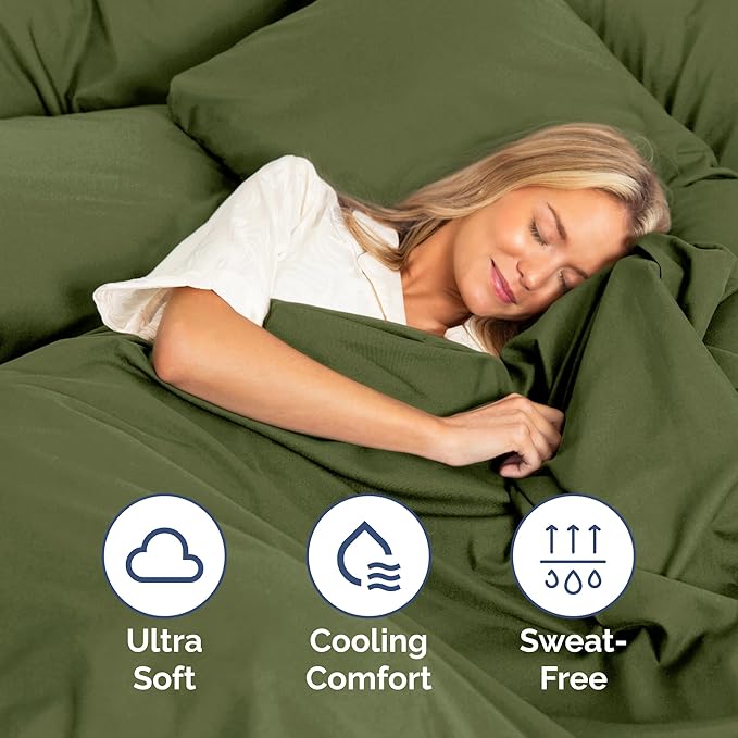 Twin Size 3 Piece Sheet Set - Extra Soft, Breathable & Cooling Sheets - Hotel Luxury Durable Bed Sheets for Women & Men - Deep Pockets, Easy-Fit & Wrinkle-Free Sheets - Deep Olive Oeko-Tex Bed Sheets