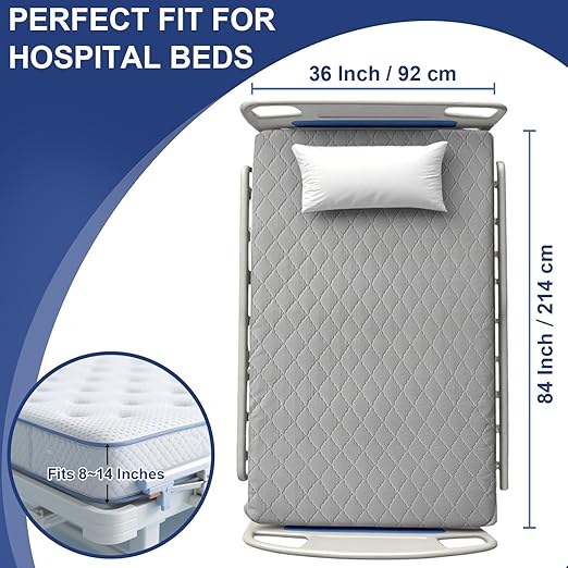 2 Pack Hospital Bed Sheets Set,Hospital Fitted Bed Sheets for Home Use & Hospital Care Beds,Waterproof Fitted Sheets with Elastic All Around,Reusable and Machine Washable,36" x 84" x 14" (Grey)