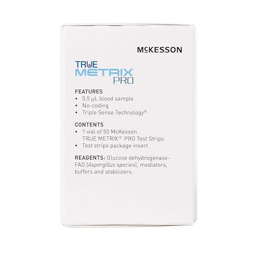 McKesson True METRIX Blood Glucose Test Strips for Diabetes [50 Strips] Professional Monitoring System, Multiple Patient Use