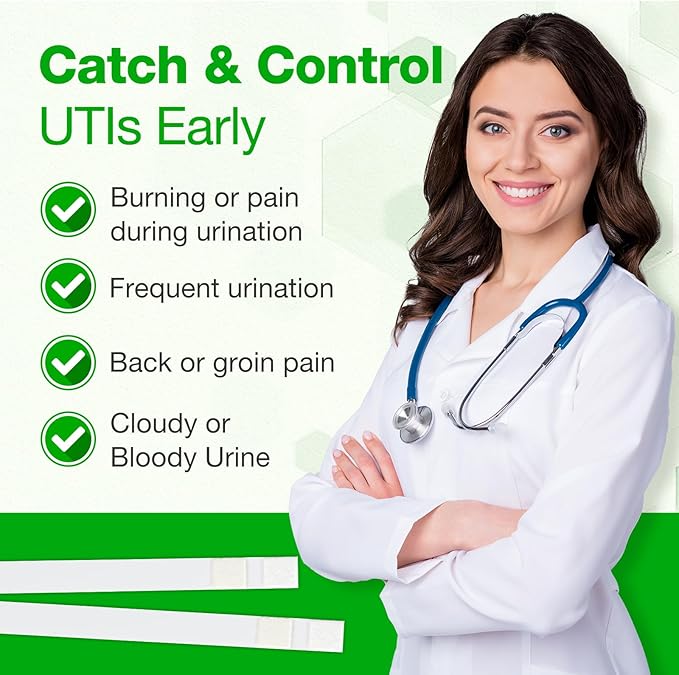 Easy@Home 50ct UTI Infection Test Strips, at Home UTI Urinalysis Testing Strips for Women Urinary Tract Bladder Health, Highly Accurate Urine Testing (UTI-50Pcs)