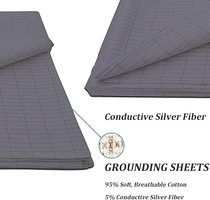 Grounding Sheet 28x52in Soft Sheet Breathable Grounding Bed Sheet with Cable Conductive Foldable Mat for Better Sleep Stress Relief, Sheet, Standard, Style 1