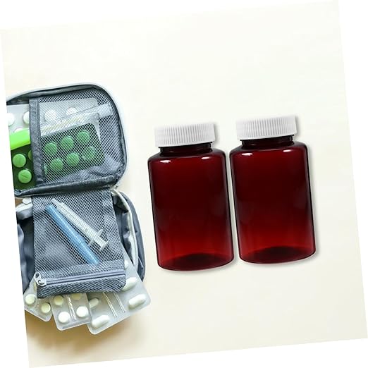 12Pcs Empty Pill Storage Bottles with Sealing Caps Portable Plastic Medicine Containers for Travel Amber Pill Bottles with Caps for Organizing Medications