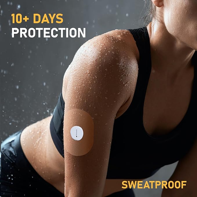 30Pcs Dexcom G7 Adhesive Patches 100% Waterproof, Hypoallergenic Pre-Cut CGM Sensor Patches, Breathable Glucose Monitor Patch, 10+ Days Long Stay, Sensor is Not Included (Tan)