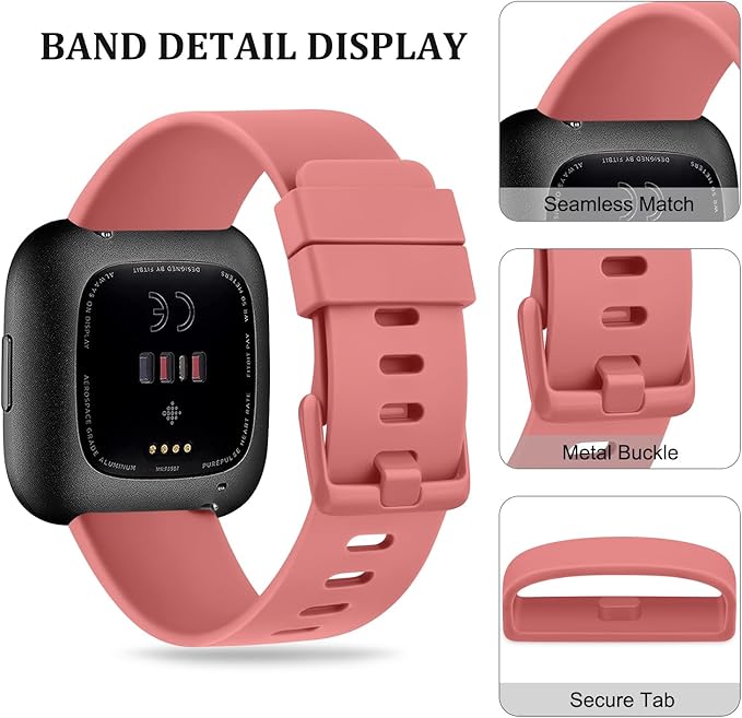 Mugust Sport Bands Compatible with Fitbit Versa 2 / Fitbit Versa/Versa Lite/Versa SE, Classic Soft Silicone Replacement Wristbands Straps for Fitbit Versa 2 Smart Watch Women Men (Small,Coral Red)