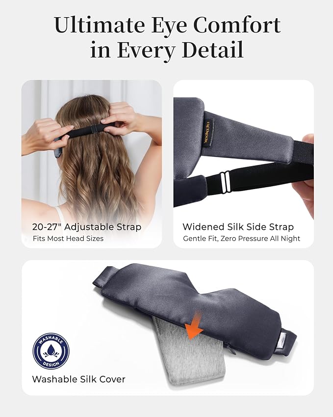 Heated Eye Masks for Warm Compress:Silk Electric Eye Heating Pad for Dry Eyes – Moist Hot Relief for Tired Eye&Stye,Fsa Eligible Hsa – USB-Powered, Stable Heat – Perfect for Sleep & Travel (Grey)