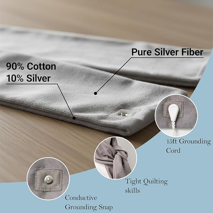 VAJOOCLL Grounding Neck 99% Silver Fabric Faraday Scarf Faraday Protection Hood RF Shielding 5G Blocking WiFi Shield