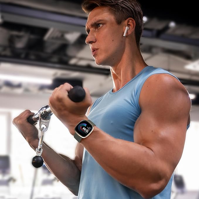 Getino Strap Compatible with Fitbit Versa 3 Versa 4 Bands/Fit bit Sense Sense 2 Band, Soft Nylon Adjustable Braided Sport Straps for Fitbit Versa 4 Sense 2 Bands for Women Men, Space Gray