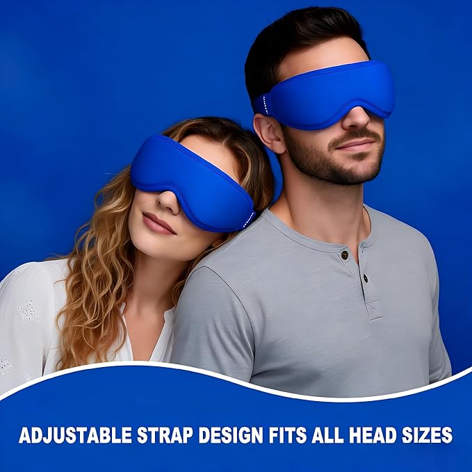 Upgraded Cooling Gel Eye Mask: Full-Eye Contour for Puffy Eyes: Fast Chill Cold Therapy Compress for Dark Circles & Under Eye Bags, Soft Reusable Gel, Adjustable Strap,Eye Care (Blue)