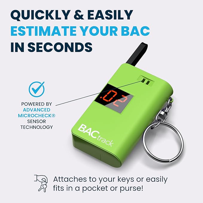 BACtrack Keychain Breathalyzer (Green) | Ultra-Portable Pocket Keyring Alcohol Tester for Personal Use
