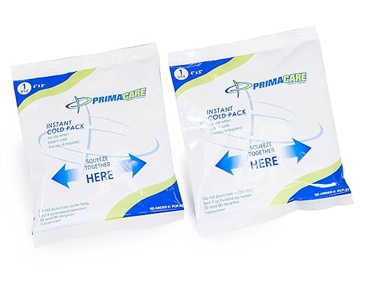Primacare PCP-45 Instant Cold Packs (4” x 5”) – 24 Disposable Ice Packs with Non-Woven Covers for Pain Relief, Swelling, Inflammation, Sprains, Toothaches, First Aid, for Athletes & Outdoor Activities