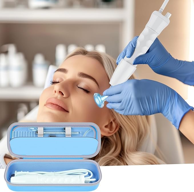 Case Compatible with Houzzi/for NuDerma/for Signstek/for APREUTY/for FAZJEUNE/for NewWay Professional Clinical Portable Handheld High Frequency Skin Wand Machine, 6 Neon & Argon Wands (Box Only)-Blue