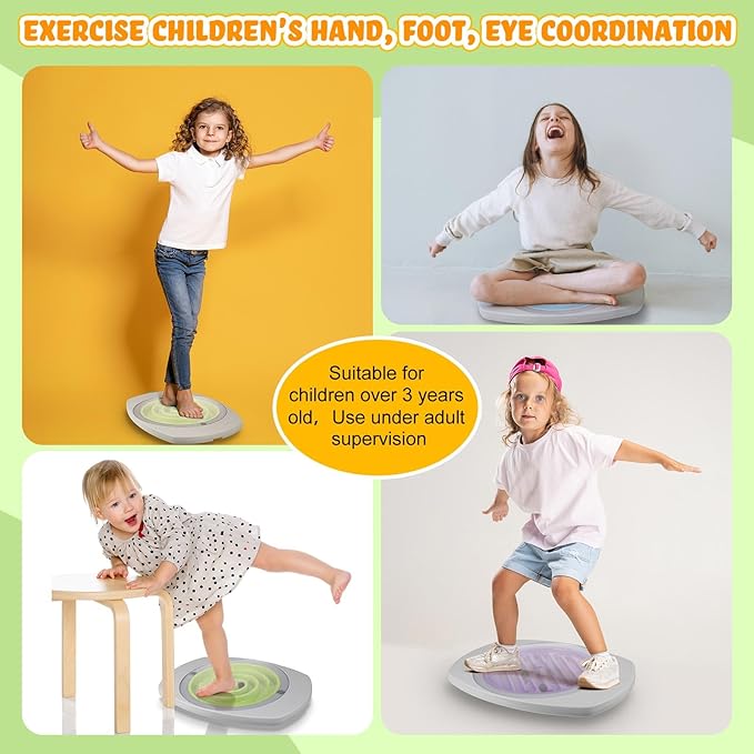 Balance Board with Maze for Kids, 20 Inch Labyrinth Wobble Board with 2 Balls & 3 Replacement Labyrinth Disks Plastic Rocking Seesaw Sensory Training for Boys Girls Indoor Outdoor