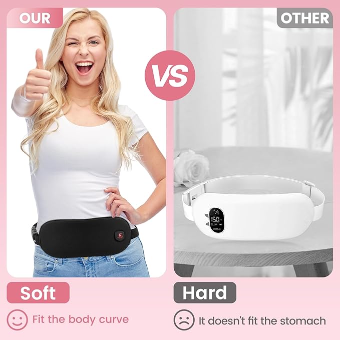 Heating Pad for Period Cramps, 3000mAh Menstrual Heating Pad with 3 Temeprature Levels, Cordless Heating Belly Wrap Belt, Gift for Women and Girl (Black)