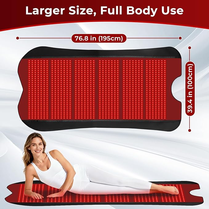 Red Light Therapy for Body, 76.8"x39.4" Large Size Red Light Therapy Mat Dual Wavelength 660nm & 850nm Fully Red Light Blanket with Remote Timer, Gifts for Men Women Elderly Lover Friends Family