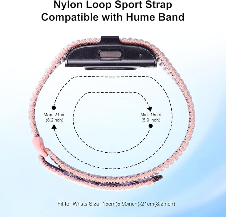 Nylon Loop Sport Replacement Strap Compatible with Hume Band,Adjustable Soft Bands for Women Men,Breathable Wristband for Fitness Tracker