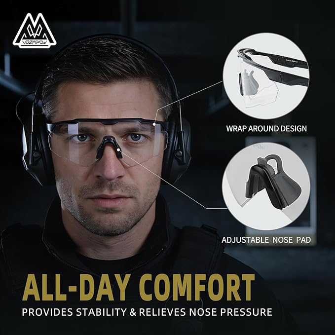 Shooting Glasses Anti Fog with High Definition Lenses, ANSI Z87.1 Certified Tactical Safety Glasses for Men Women